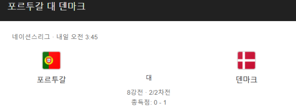 포르투갈 vs 덴마크 예상 스코어 및 배팅 추천 인포그래픽