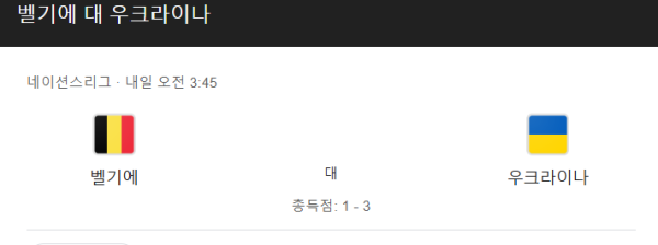 벨기에 vs 우크라이나 예상 스코어 및 배팅 추천 조합