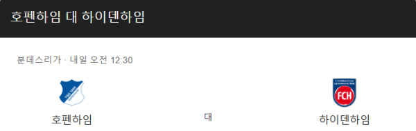 호펜하임과 하이덴하임 경기 예상 스코어 및 베팅 추천 class=