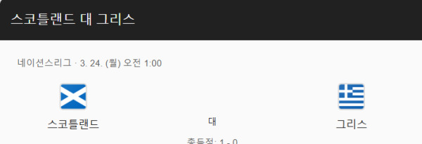 스코틀랜드 vs 그리스 예상 스코어 및 베팅 분석