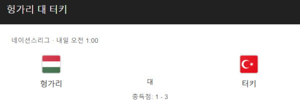 헝가리 vs 튀르키예 예상 스코어 및 베팅 분석