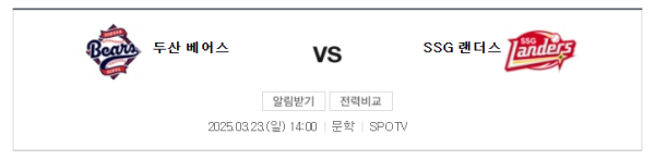 두산 vs SSG 예상 스코어 및 3월 23일 경기 일정 분석