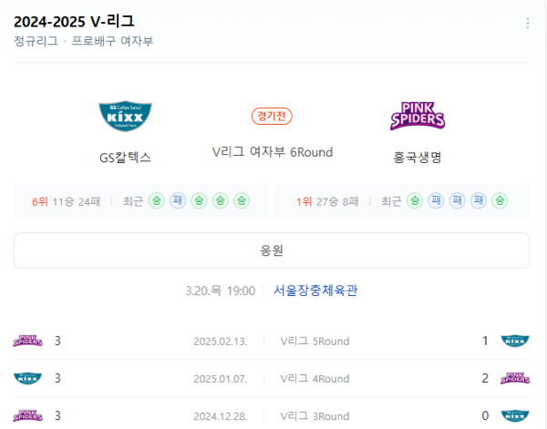 GS칼텍스와 흥국생명 핑크스파이더스 경기 일정 및 예상 스코어 class=