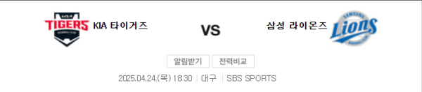 KBO 삼성 라이온즈 vs KIA 타이거즈 예상 스코어 이미지 class=
